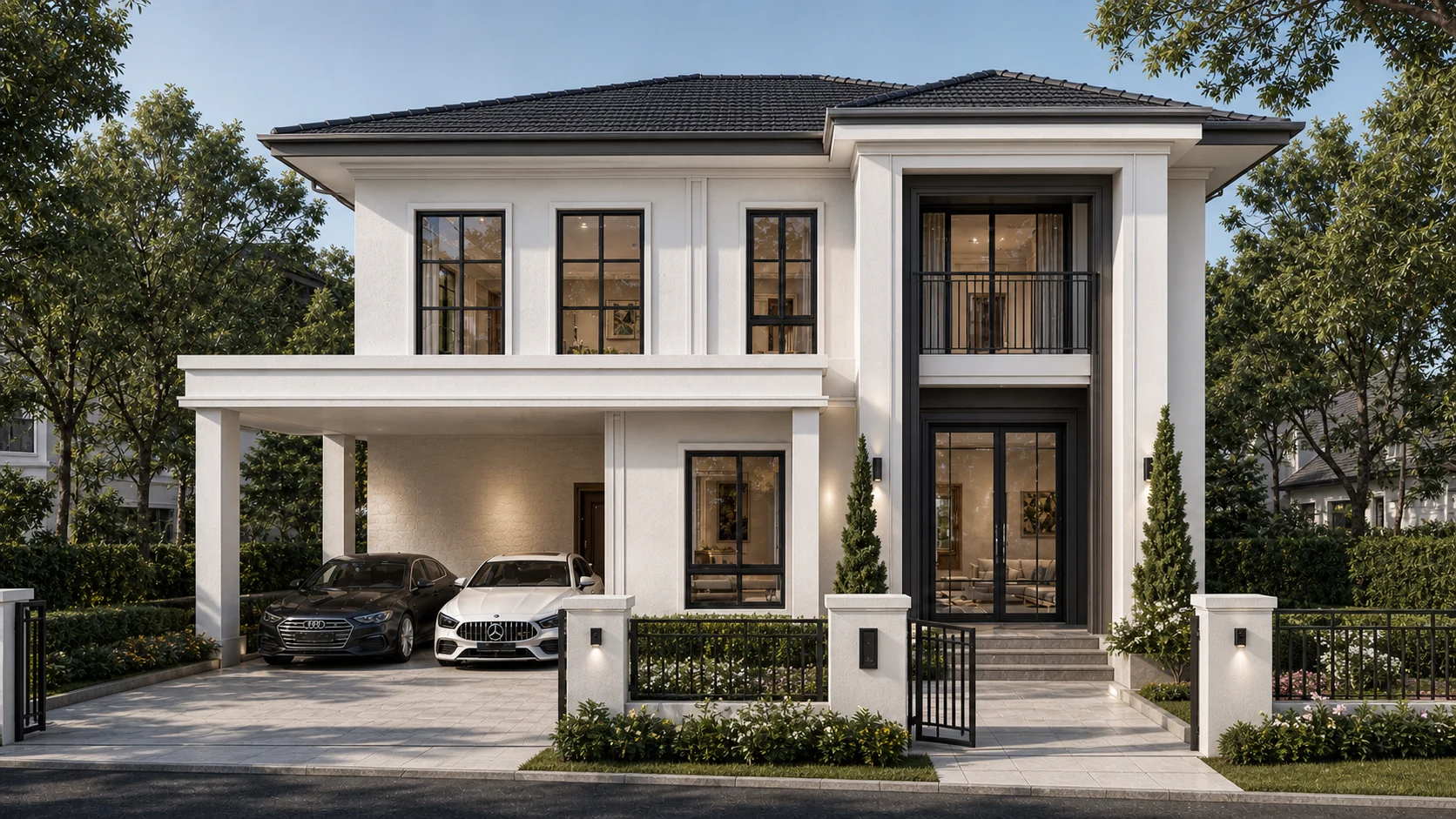 Front elevation of a Vientiane Manor villa, project rendering