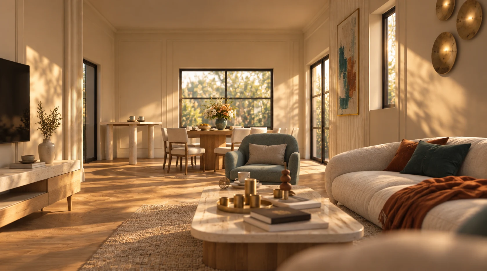 Living room to dining room